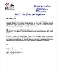 Certificate ISO 14001 Backer